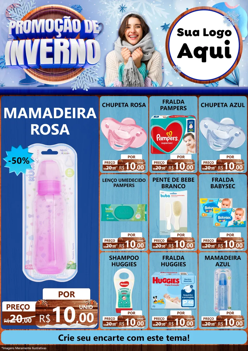 Modelo de Encarte para Encarte A4 Vertical com o tema Promoção de Inverno para Bebês