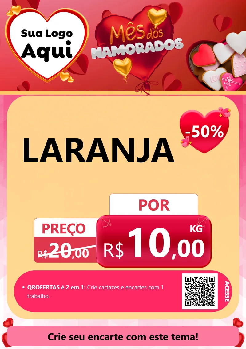 Modelo de Cartaz para Cartaz A4 Vertical com o tema Mês dos Namorados para Hortifrúti
