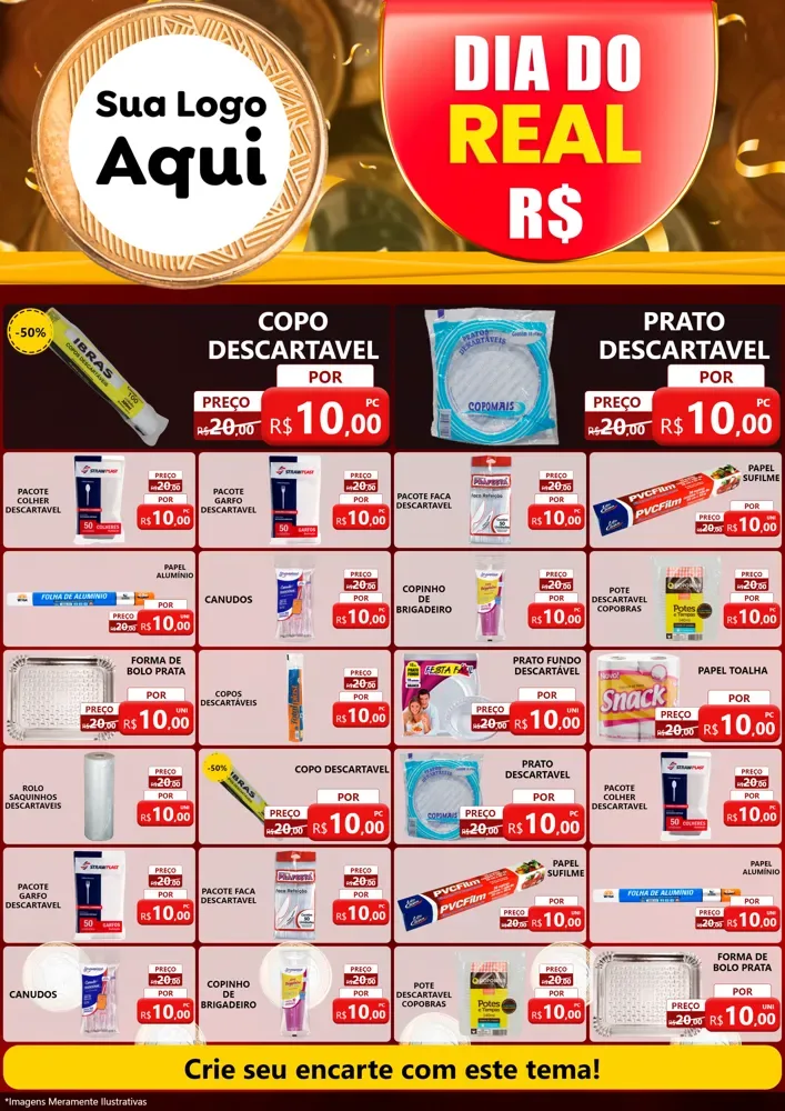 Modelo de Encarte para Encarte A4 Vertical com o tema Dia do Real para Embalagens