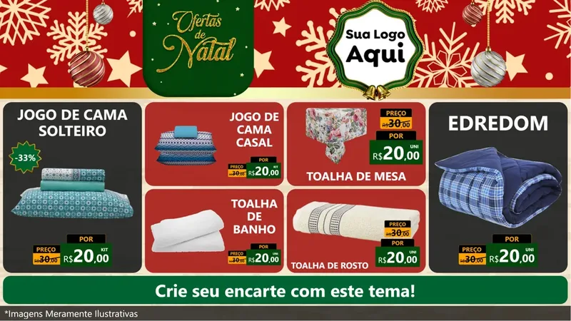Modelo de TV para TV Horizontal com o tema Natal de Ofertas para Cama, Mesa e Banho