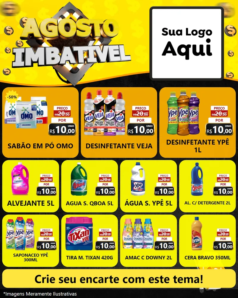 Modelo de Rede Social para Feed Instagram com o tema Agosto Imbatível para Produtos de Limpeza
