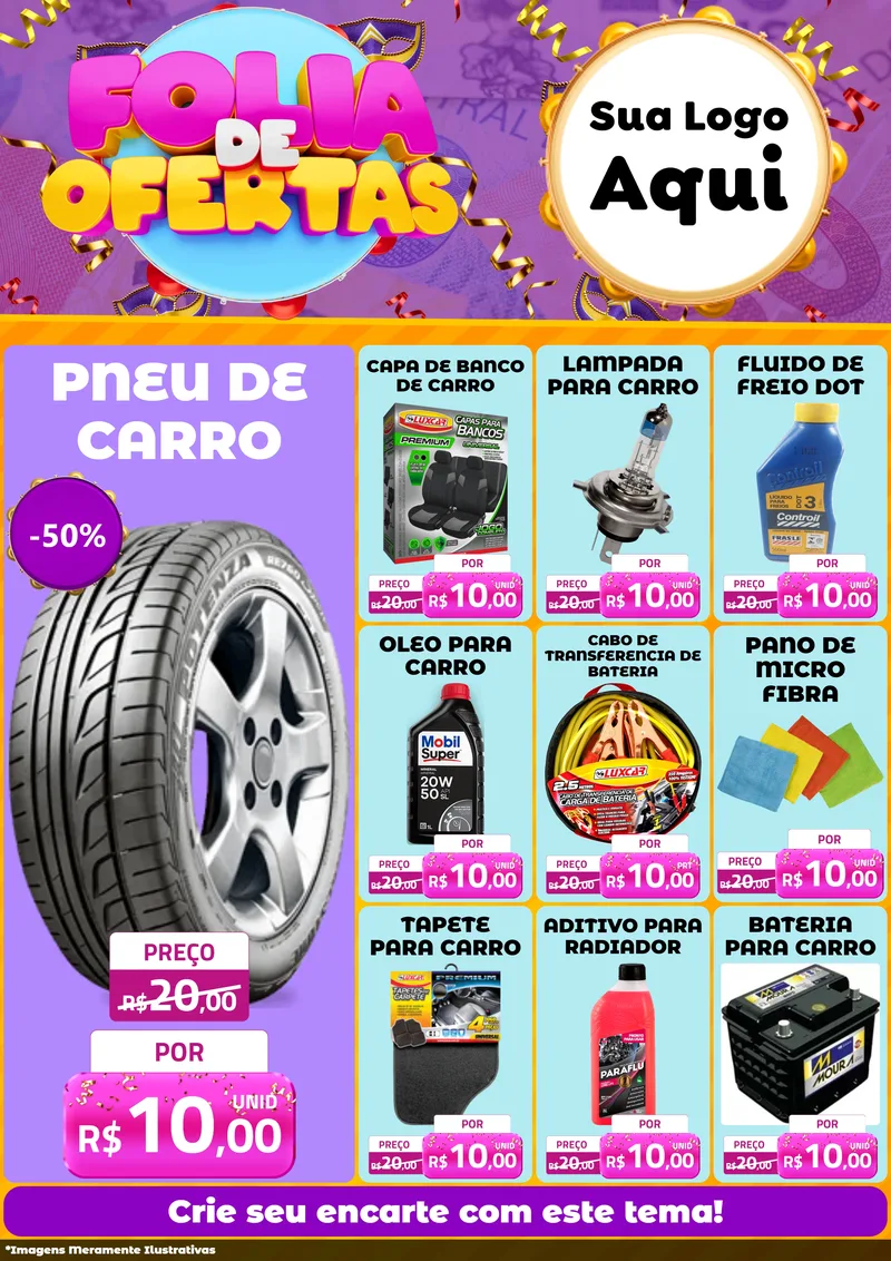 Modelo de Encarte para Encarte A4 Vertical com o tema Folia de Ofertas para Auto peças