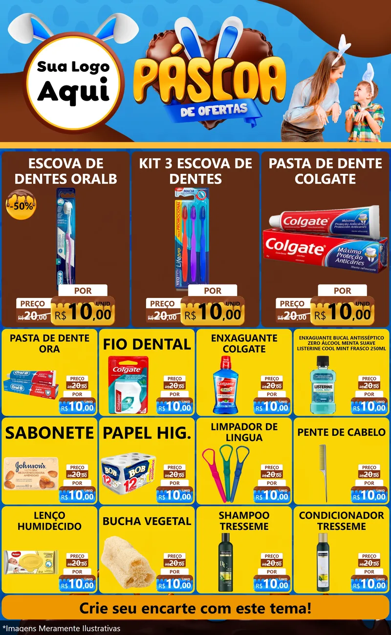 Modelo de Encarte para Encarte Grande com o tema Páscoa de Ofertas para Higiene Pessoal