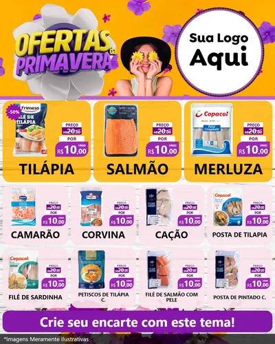 Modelo de Rede Social para Feed Instagram com o tema Ofertas Da Primavera para Peixaria