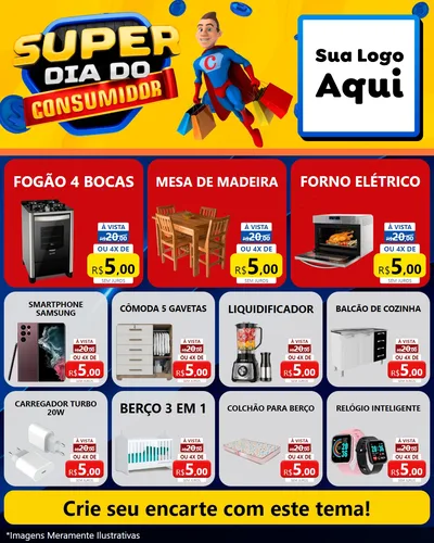 Modelo de Rede Social para Feed Instagram com o tema Super Dia do Consumidor para Móveis e Eletro
