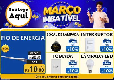 Modelo de Encarte para Encarte A4 Horizontal com o tema Março Imbatível para Materiais Elétricos