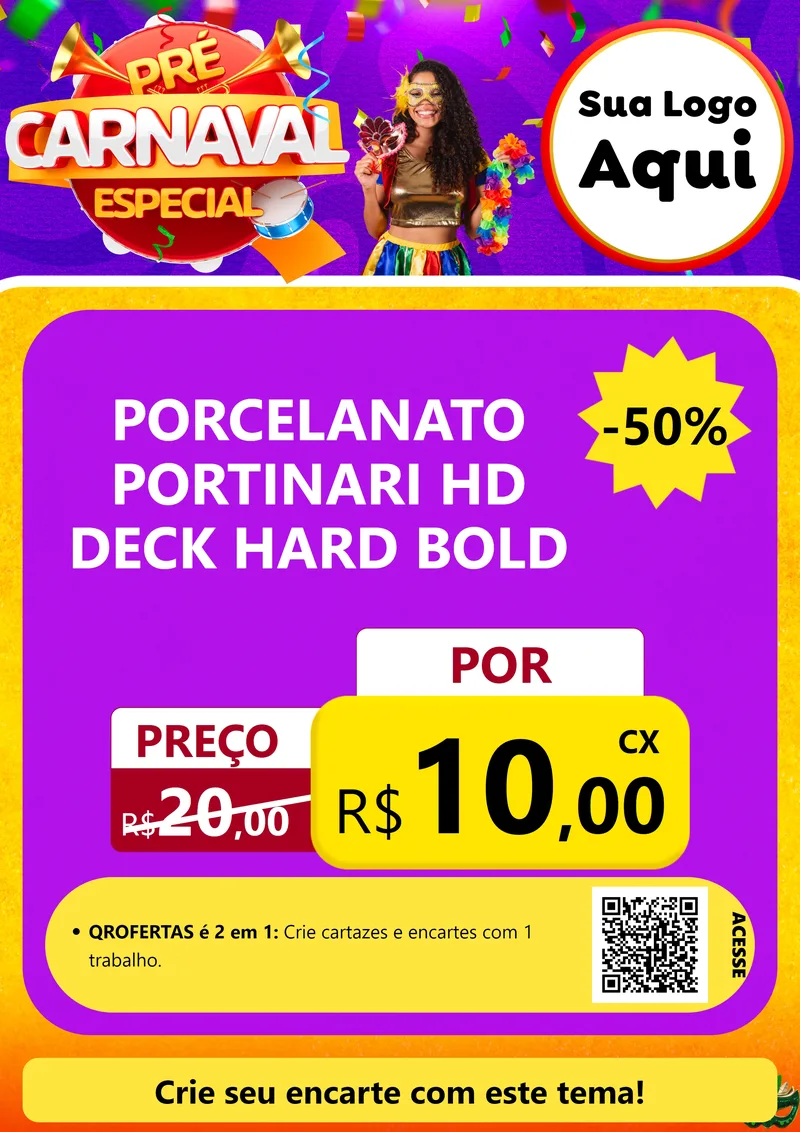 Modelo de Cartaz para Cartaz A4 Vertical com o tema Pré-Carnaval Especial para Pisos e revestimentos