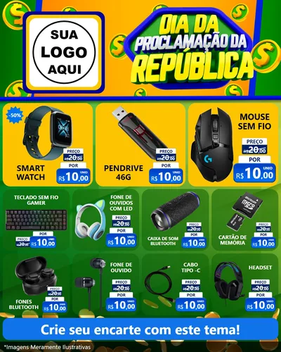 Modelo de Rede Social para Feed Instagram com o tema Dia Da Proclamação da República para Informática