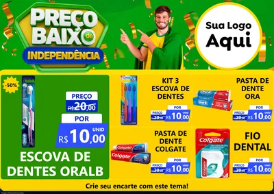 Modelo de Encarte para Encarte A4 Horizontal com o tema Preço Baixo de Independência para Higiene Pessoal