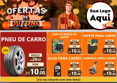 Modelo de Encarte para Encarte A4 Horizontal com o tema Ofertas de Outono para Auto peças