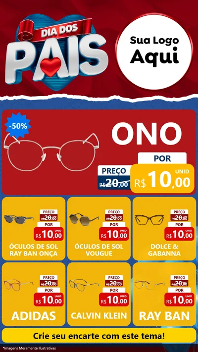Modelo de Rede Social para Stories com o tema Dia dos Pais para Óticas