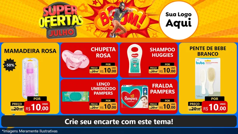 Modelo de TV para TV Horizontal com o tema Super Ofertas Julho para Bebês