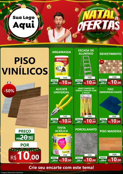 Modelo de Encarte para Encarte A4 Vertical com o tema Natal de Ofertas para Material para Construção