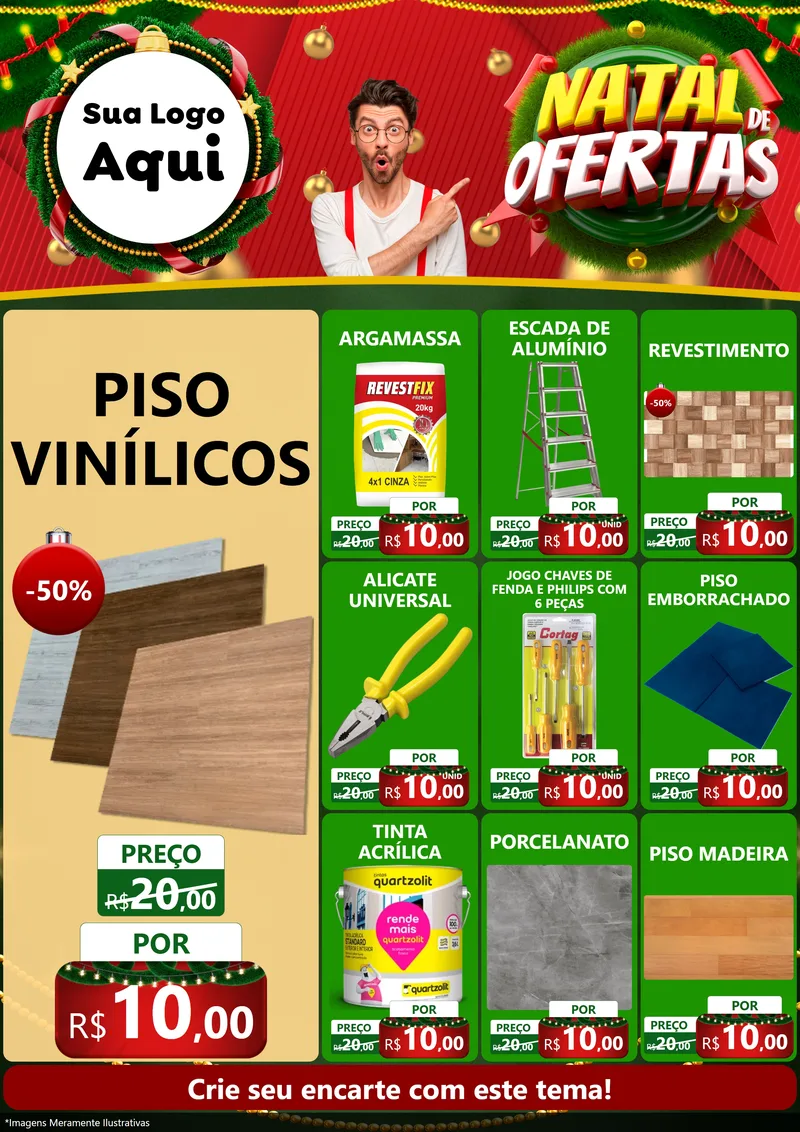 Modelo de Encarte para Encarte A4 Vertical com o tema Natal de Ofertas para Material para Construção