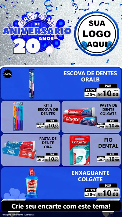 Modelo de TV para TV Vertical com o tema Promoção de Aniversário - 20 Anos para Higiene Pessoal