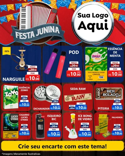 Modelo de Rede Social para Feed Instagram com o tema Festa Junina para Tabacaria