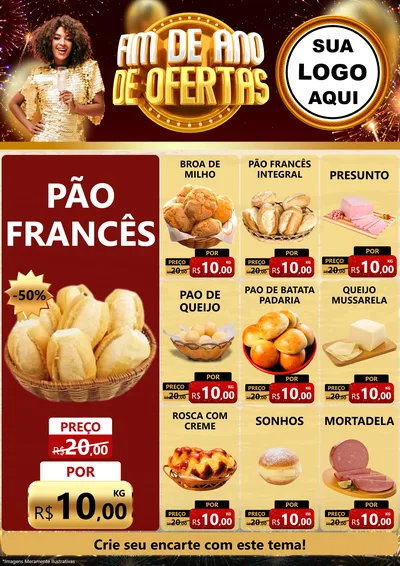 Modelo de Encarte para Encarte A4 Vertical com o tema Fim de Ano de Ofertas para Padaria