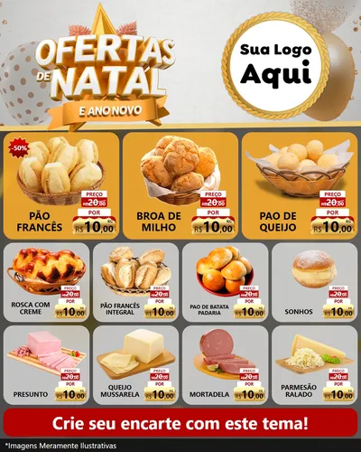 Modelo de Rede Social para Feed Instagram com o tema Ofertas De Natal E Ano Novo para Padaria