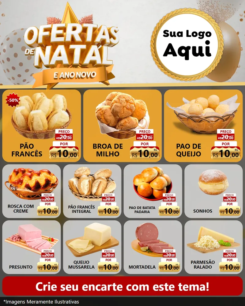Modelo de Rede Social para Feed Instagram com o tema Ofertas De Natal E Ano Novo para Padaria