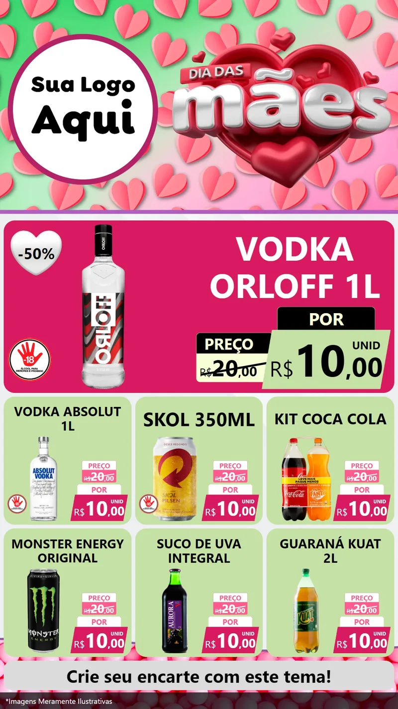 Modelo de Rede Social para Stories com o tema Dia das Mães para Distribuidora de bebidas