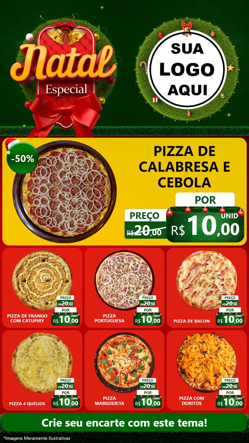 Modelo de Rede Social para Stories com o tema Natal Especial para Pizzaria
