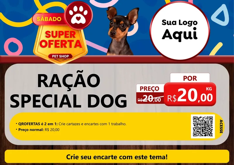 Modelo de Cartaz para Cartaz A4 Horizontal com o tema Sábado Super Oferta Pet Shop para Pet Shop