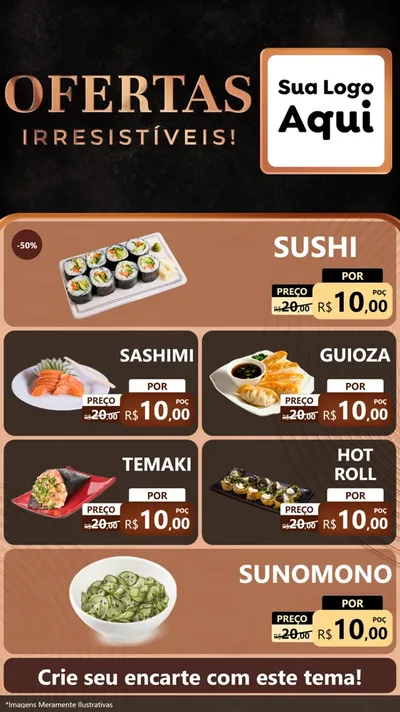 Modelo de TV para TV Vertical com o tema Ofertas Irresistíveis! para Comida japonesa