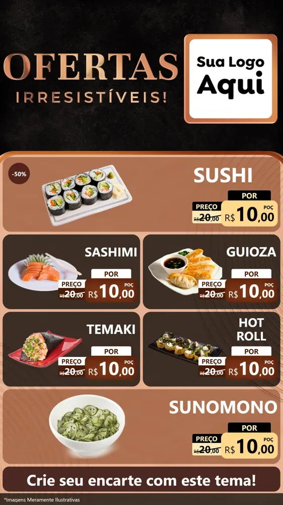 Modelo de TV para TV Vertical com o tema Ofertas Irresistíveis! para Comida japonesa
