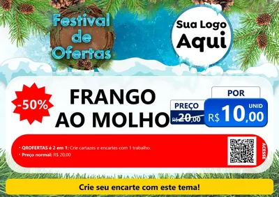 Modelo de Cartaz para Cartaz A4 Horizontal com o tema Festival de Ofertas - Inverno para Restaurante