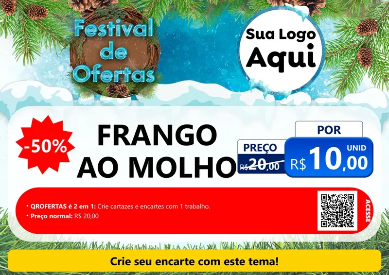 Modelo de Cartaz para Cartaz A4 Horizontal com o tema Festival de Ofertas - Inverno para Restaurante