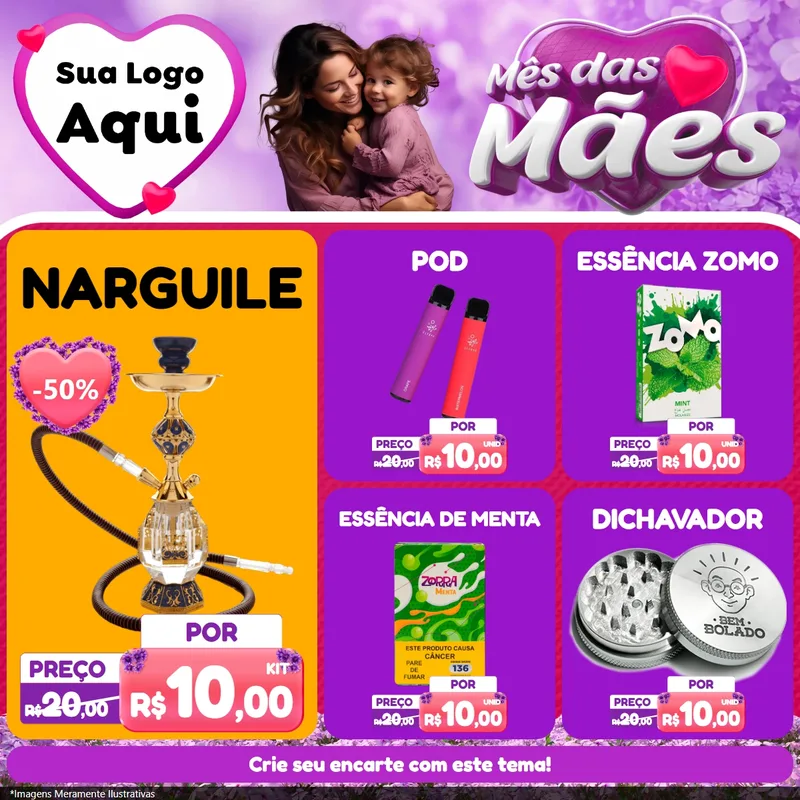 Modelo de Rede Social para Feed Facebook com o tema Mês das Mães para Tabacaria