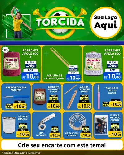 Modelo de Rede Social para Feed Instagram com o tema Torcida para Armarinho e Aviamentos