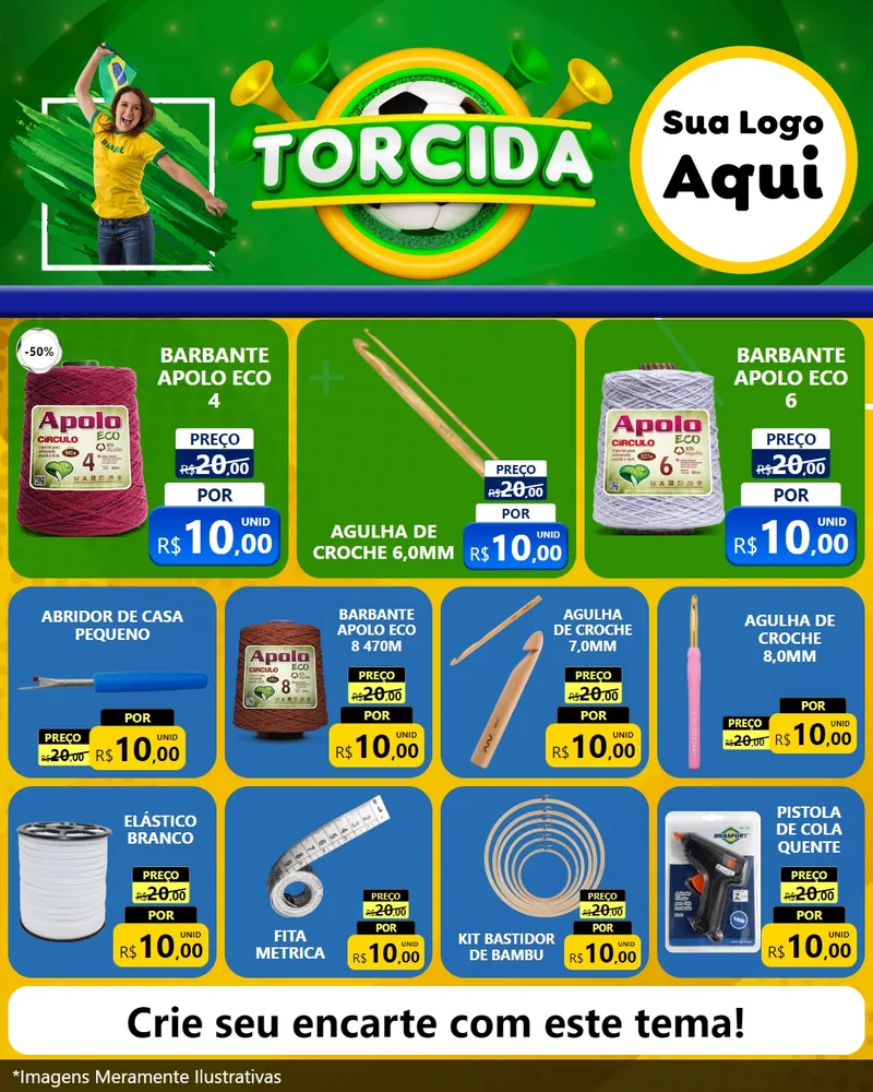 Modelo de Rede Social para Feed Instagram com o tema Torcida para Armarinho e Aviamentos