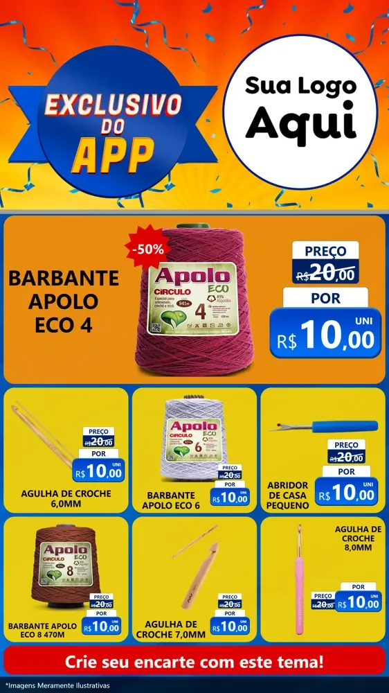 Modelo de Rede Social para Stories com o tema Exclusivo do Aplicativo para Armarinho e Aviamentos