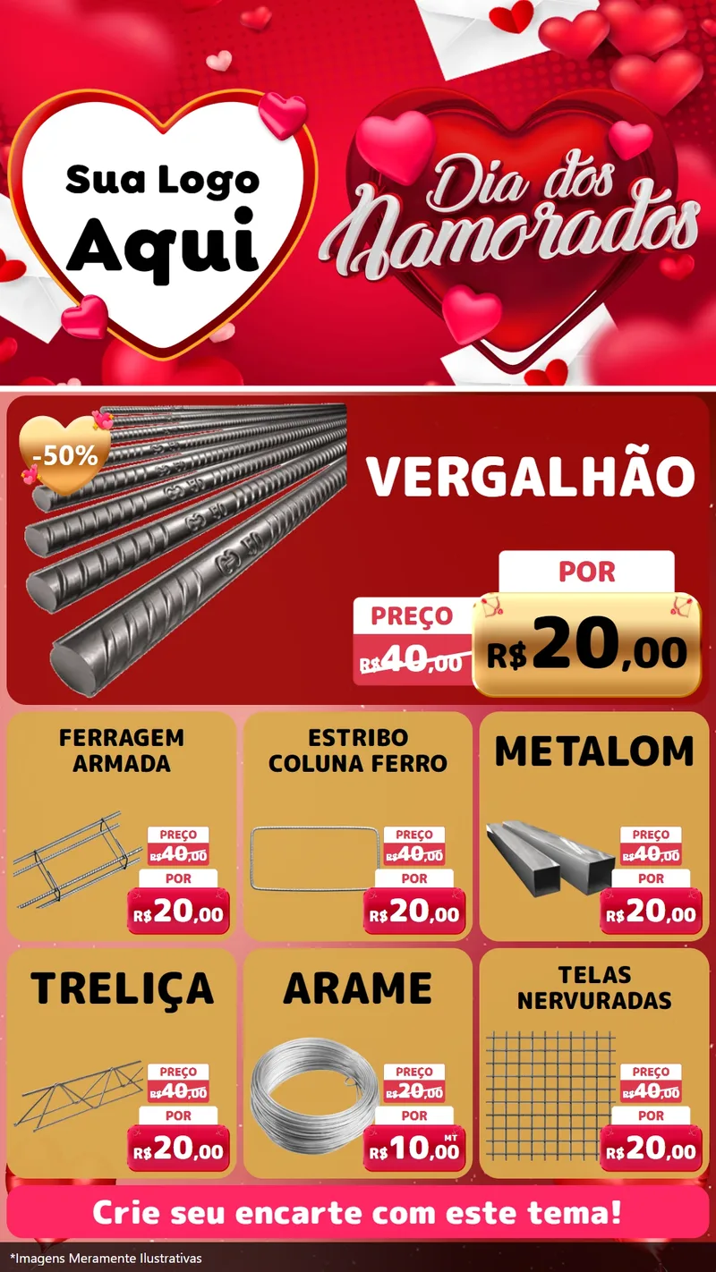 Modelo de Rede Social para Stories com o tema Dia Dos Namorados para Ferragens