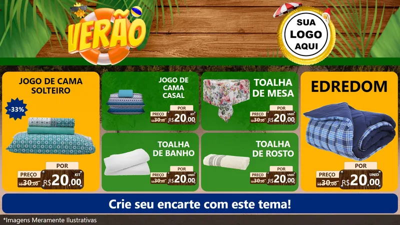 Modelo de TV para TV Horizontal com o tema Verão para Cama, Mesa e Banho