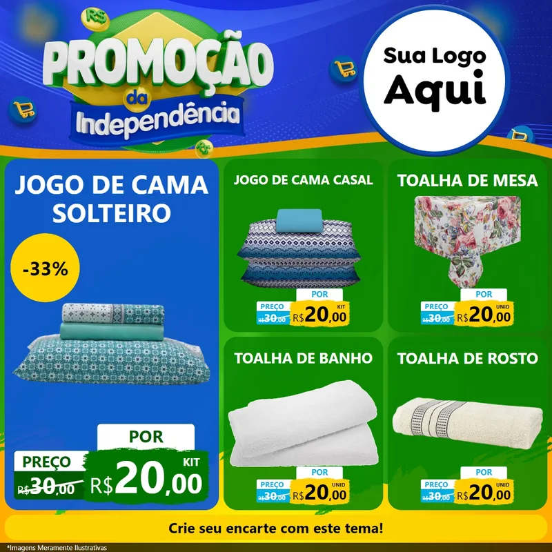 Modelo de Rede Social para Feed Facebook com o tema Promoção da Independência para Cama, Mesa e Banho