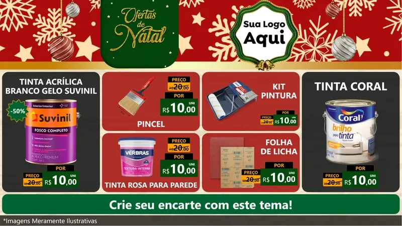 Modelo de TV para TV Horizontal com o tema Natal de Ofertas para Tintas e Ferramentas