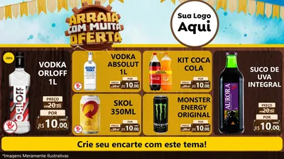 Modelo de TV para TV Horizontal com o tema Ofertas de São João - Junina para Distribuidora de bebidas
