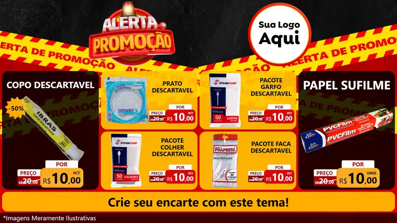 Modelo de TV para TV Horizontal com o tema Alerta de Promoção para Embalagens