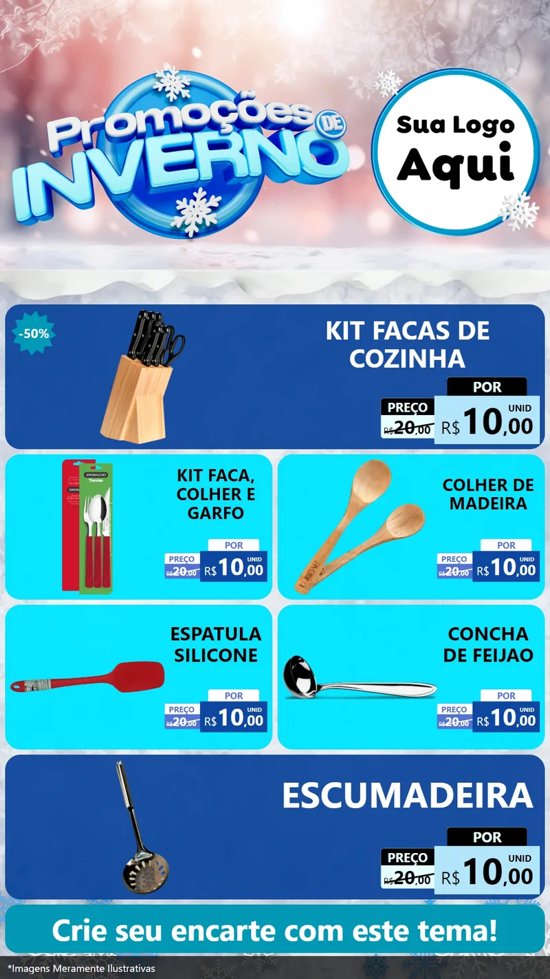 Modelo de TV para TV Vertical com o tema Promoções de Inverno para Utilidades Domésticas