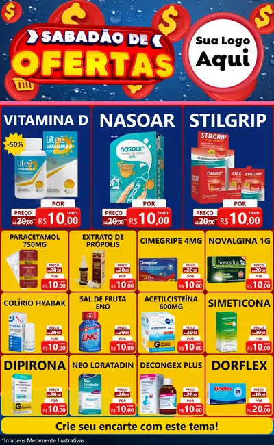 Modelo de Encarte para Encarte Grande com o tema Sabadão de Ofertas para Farmácia