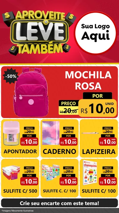 Modelo de Rede Social para Stories com o tema Aproveite e Leve Também para Papelaria