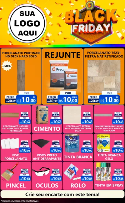 Modelo de Encarte para Encarte Grande com o tema Black Friday para Pisos e revestimentos