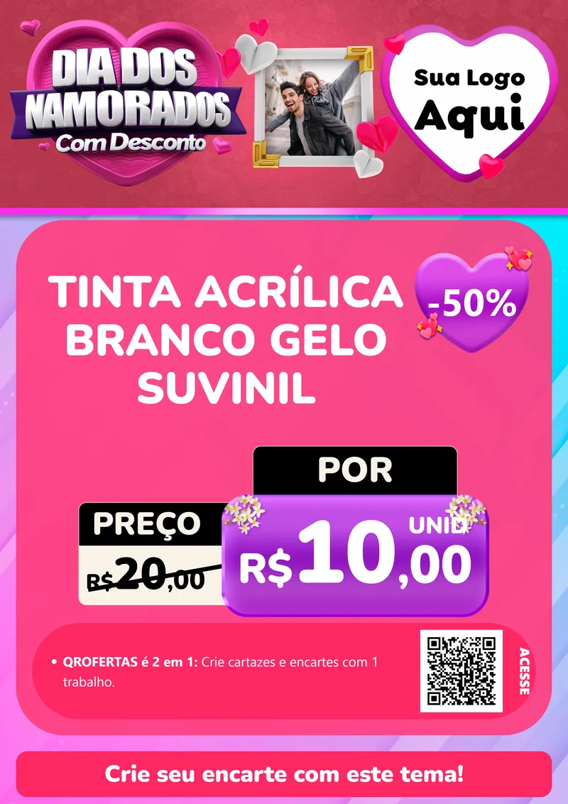 Modelo de Cartaz para Cartaz A4 Vertical com o tema Dia Dos Namorados Com Desconto para Tintas e Ferramentas