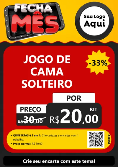Modelo de Cartaz para Cartaz A4 Vertical com o tema Fecha Mês para Cama, Mesa e Banho