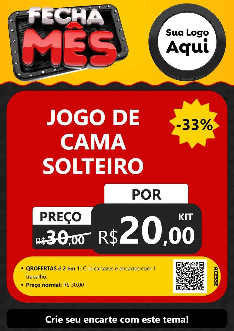 Modelo de Cartaz para Cartaz A4 Vertical com o tema Fecha Mês para Cama, Mesa e Banho
