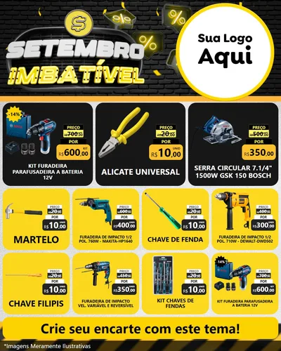 Modelo de Rede Social para Feed Instagram com o tema Setembro Imbatível para Maquinas e Ferramentas