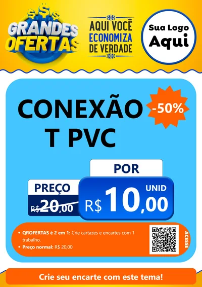 Modelo de Cartaz para Cartaz A4 Vertical com o tema Grandes Ofertas para Tubos e conexões