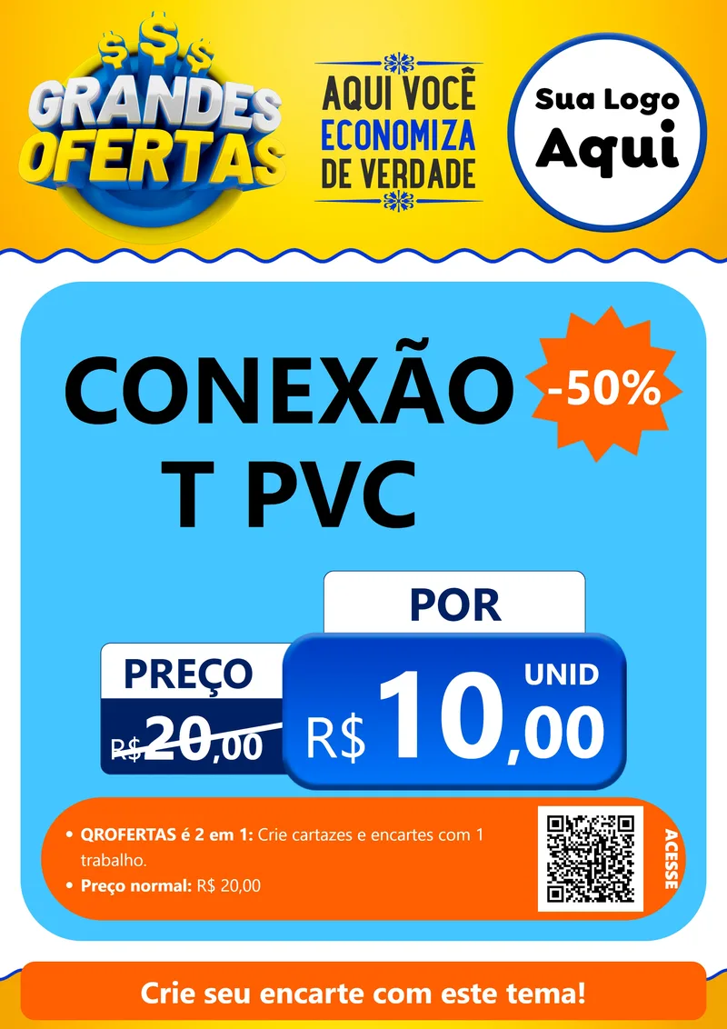 Modelo de Cartaz para Cartaz A4 Vertical com o tema Grandes Ofertas para Tubos e conexões